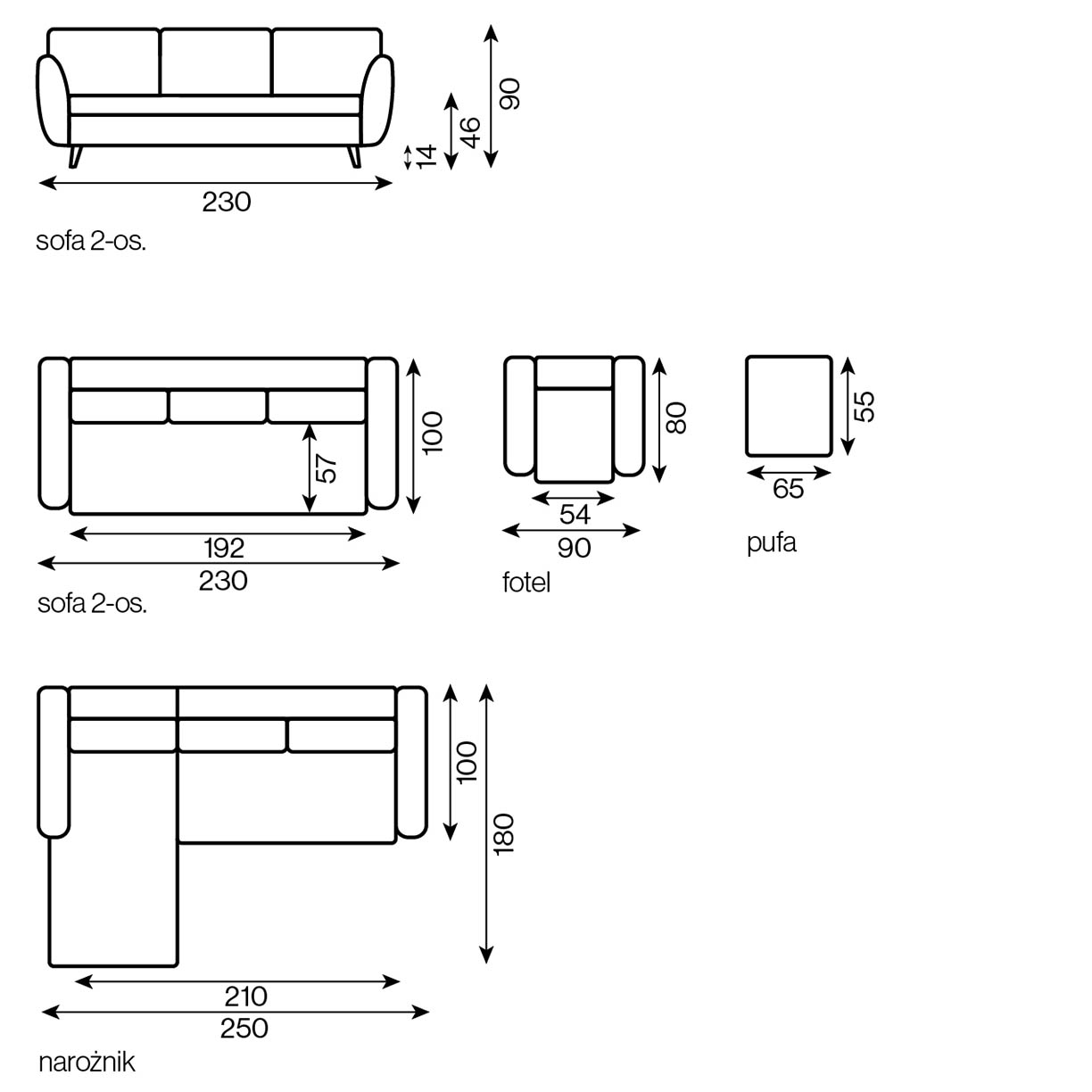 Sofa Helios trzyosobowa z funkcją spania - obrazek 3