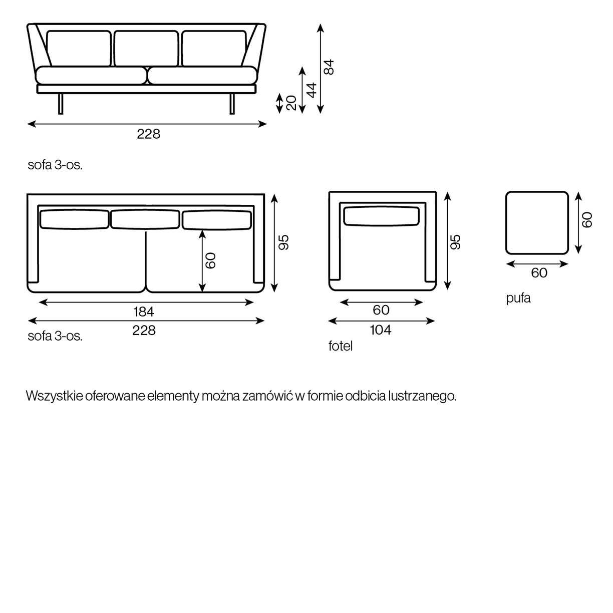 Sofa Elio trzyosobowa - obrazek 2